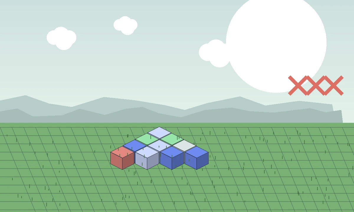 Minecraft-style troubleshooting scene with interrupted block layout